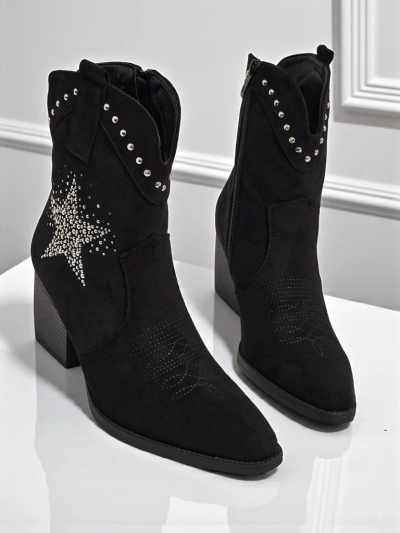 Cowboy boots pour femmes à talons avec étoile décorative en strass FableStray