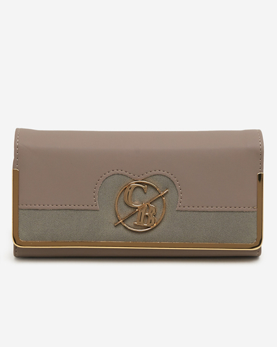 Grand portefeuille femme marron et gris avec décoration - Accessoires