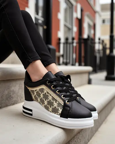 Royalfashion Chaussures de sport pour femmes avec semelle compensée cachée Jesioo