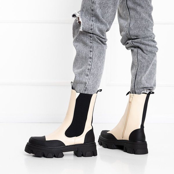 Bottes beiges pour femmes sur une semelle massive Rosidi - Chaussures