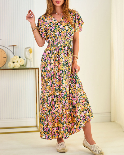 Royalfashion Robe midi à fleurs pour femme