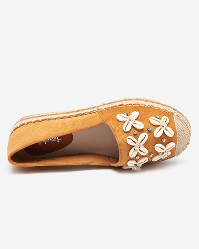 Espadrilles femme marron clair avec décorations Izira - Chaussures