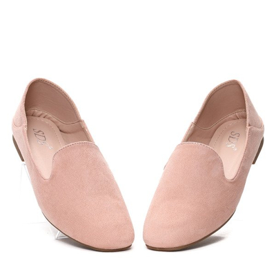 Różowe, gładkie mokasyny- Obuwie