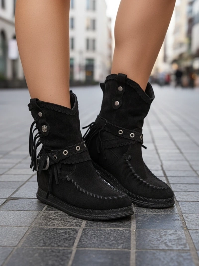 Royalfashion Bottes noires pour femme avec ancre cachée Dibisa