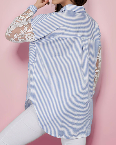 Royalfashion Chemise rayée pour femme avec dentelle
