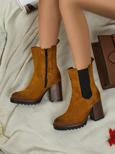 Bottines femme en éco-daim à talon bloc Soreya