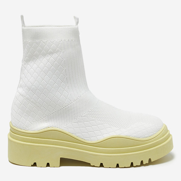 Bottines pour femmes blanches et jaunes à talon plat Seritis - Footwear