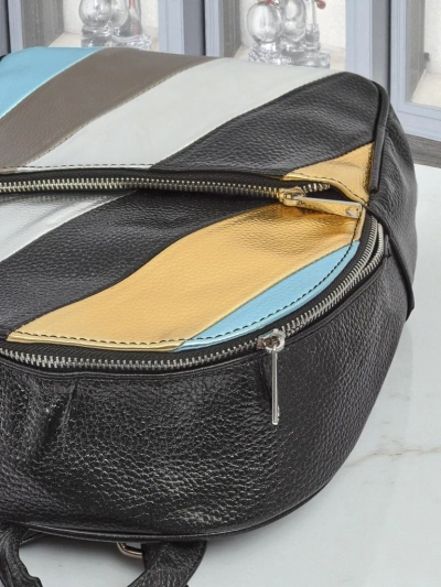 Sac à dos femme Royalfashion en cuir écologique avec rayures Métalliques Rayures