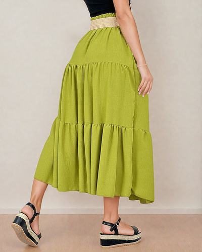 Royalfashion Jupe midi pour femme avec ceinture