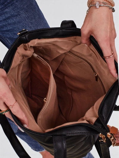 Aurora Maxima Milano Sac Shopper A4 en cuir écologique noir élégant