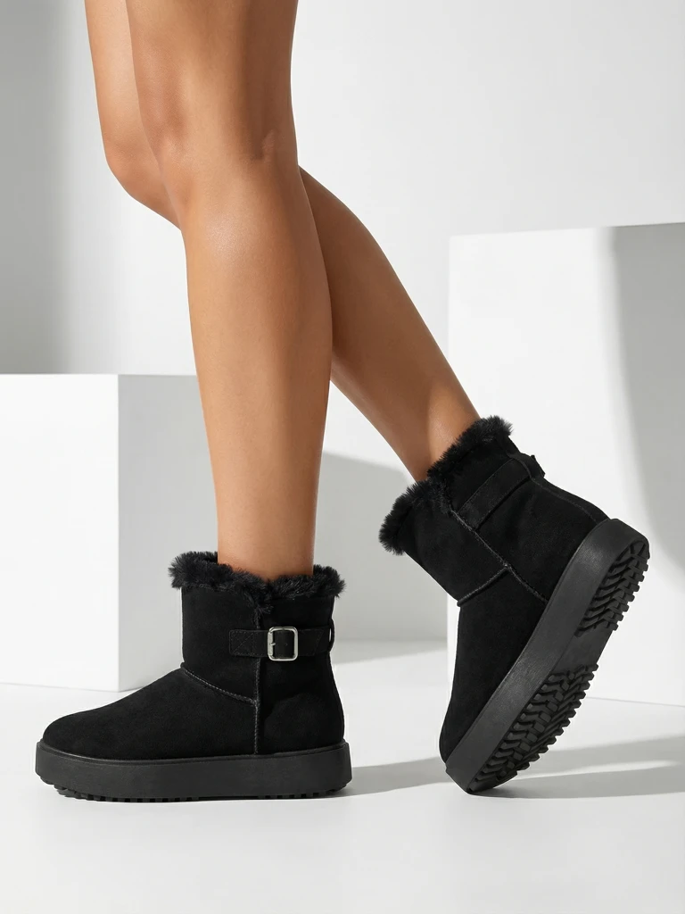 Royalfashion Bottes courtes style bottes de neige pour femmes Winter Crest