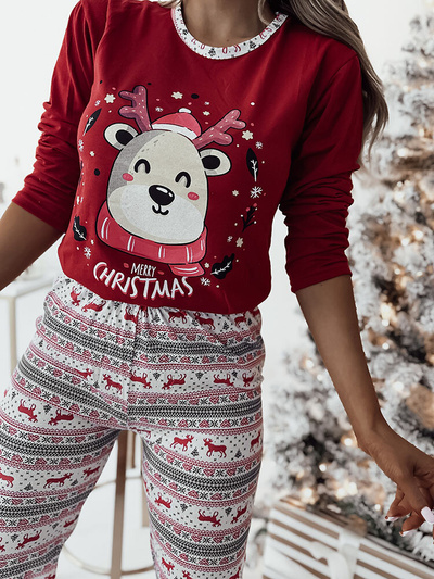 Royalfashion Pyjama de Noël pour femme en rouge