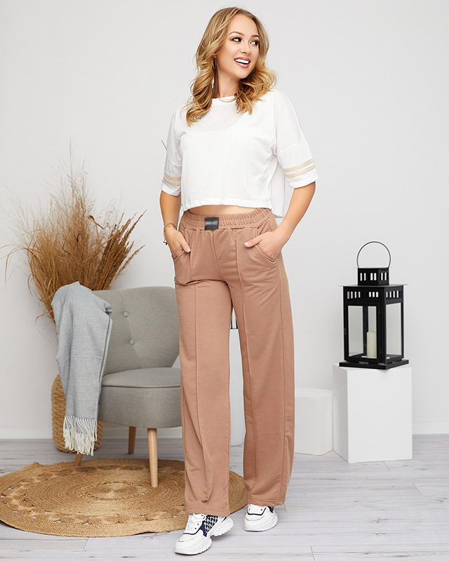 Ensemble sport femme blanc et marron - Vêtements