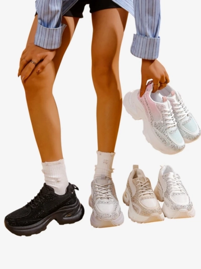 Royalfashion Baskets de sport pour femmes avec des strass Bloss