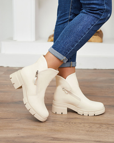 Royalfashion Bottes classiques pour femmes de couleur crème Derica