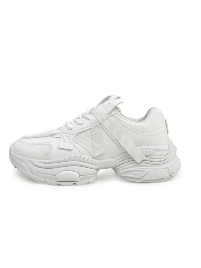 Baskets blanches pour femmes Arete en cuir écologique, talon plat, collection printemps