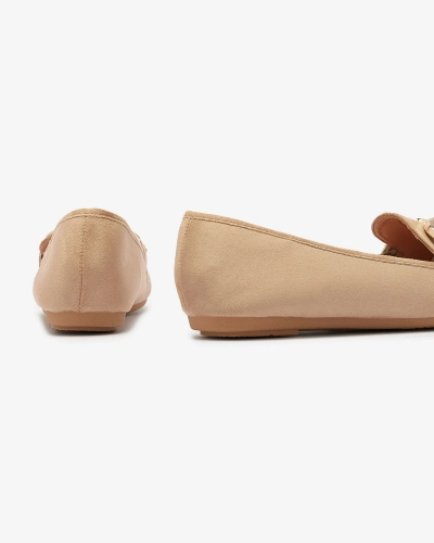 OUTLET Mocassins femme éco-suède marron clair avec ornement Briseri - Footwear