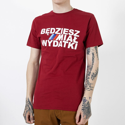 T-shirt homme en coton bordeaux avec imprimé - Vêtements