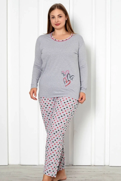 Royalfashion Pyjama Femme en Coton 2 Pièces à Pois TAILLE PLUS