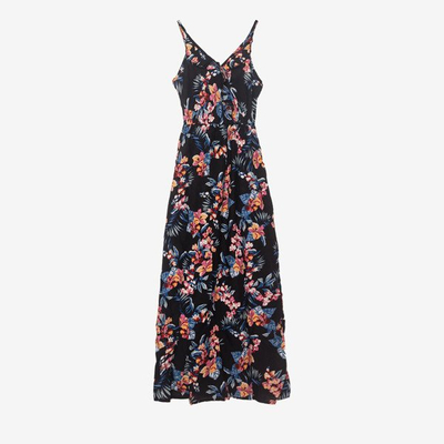 Robe midi noire à imprimé floral - Vêtements 1