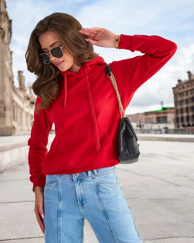 Sweat à capuche matelassé rouge pour femmes - Vêtements