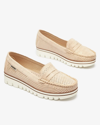 OUTLET Mocassins pour femme beige avec finition brillante Metiga - Footwear