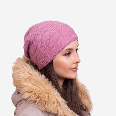 Bonnet double couche chaud femme rose foncé - Accessoires