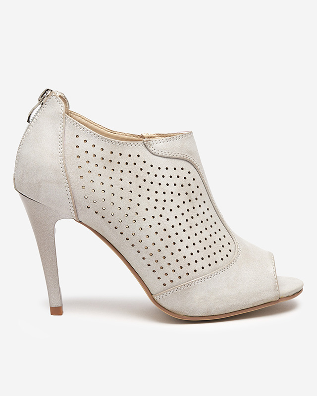 OUTLET Sandales femme grises ajourées à talon haut Somigo - Souliers