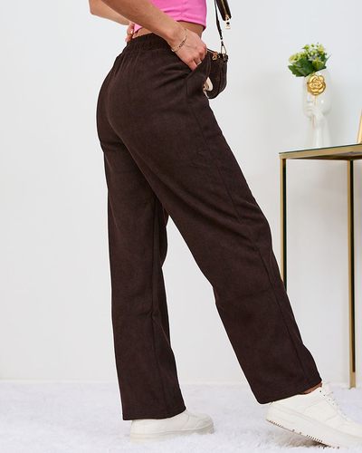 Royalfashion Pantalon pour femme en velours côtelé marron foncé