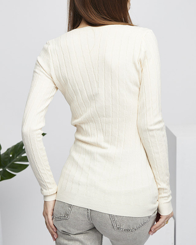 Pull col V beige femme - Vêtements