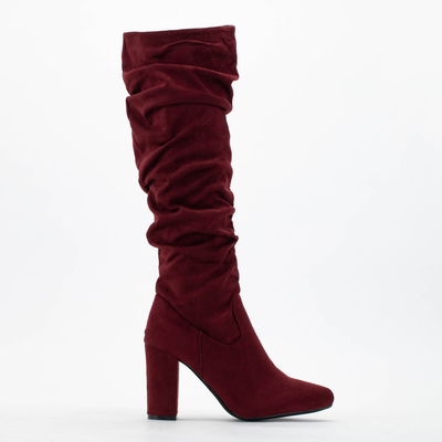 Bottines en daim bordeaux sur le poteau Grisa - Chaussures
