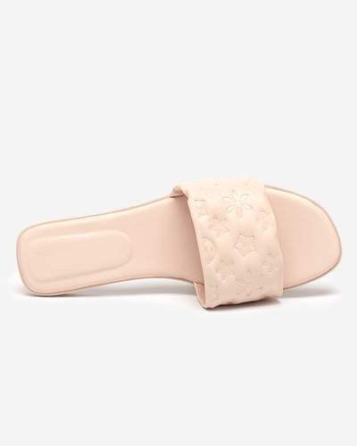 Chaussons femme beiges avec gaufrage Mersyli. Chaussures