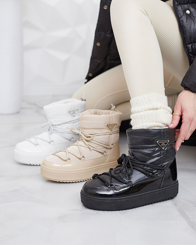 Royalfashion Bottes de neige pour femmes noires à enfiler Galebda