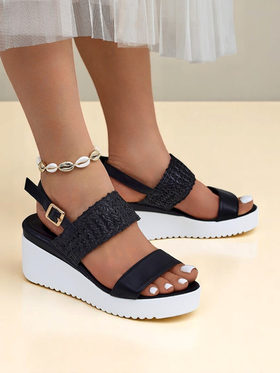 Sandales compensées Royalfashion Cassia Nero - confort et style pour l'été