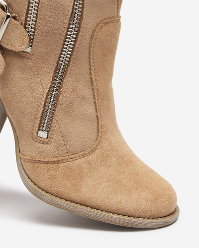 Bottes marron clair pour femmes sur le poteau Ferrgo- Footwear