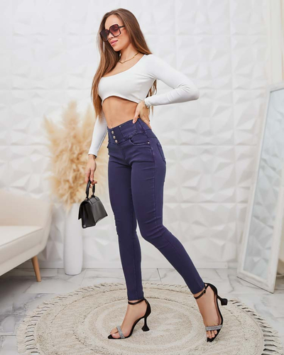 Royalfashion Pantalon teggings femme avec boutons décoratifs
