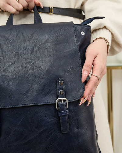 Royalfashion Grand sac à dos en éco-cuir pour femme bleu marine