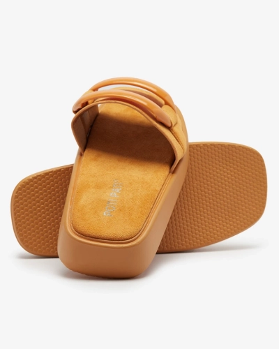 Tongs marron pour femme en suédine écologique Omve - Footwear