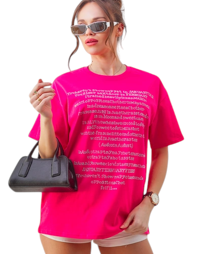 T-shirt en coton Royalfashion pour femmes avec texte en strass