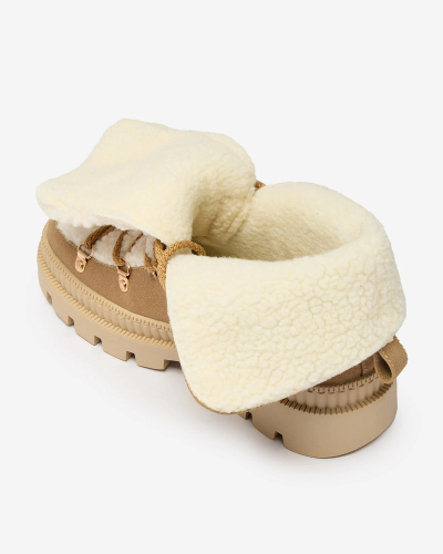 Royalfashion Bottes de trappeur isolées en peau de mouton beige pour femme Lery Walk