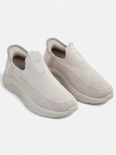 Aurelia Comfort Chaussures Plates en Tissu Beige à Enfiler pour Femmes