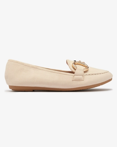 Mocassins pour femme en éco-suède beige avec embellissement Briseri - Chaussures