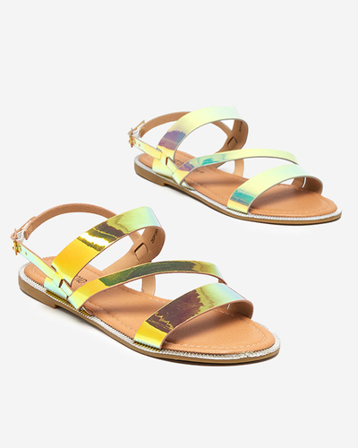 Sandales holographiques dorées pour femmes Ajazz- Footwear
