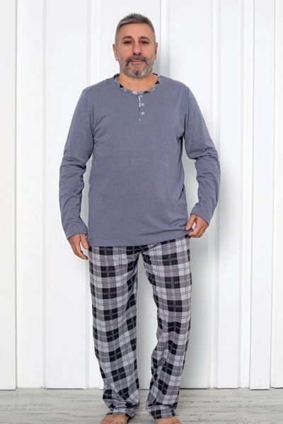 Pyjama à carreaux en coton pour homme PLUS SIZE