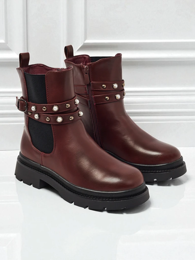 Bottines montantes pour femmes en cuir écologique Pearl Mist