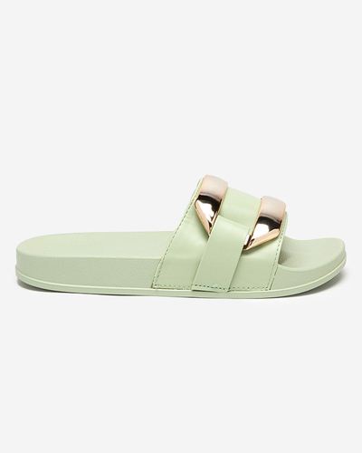 Chaussons femme vert ornement Serina doré - Footwear