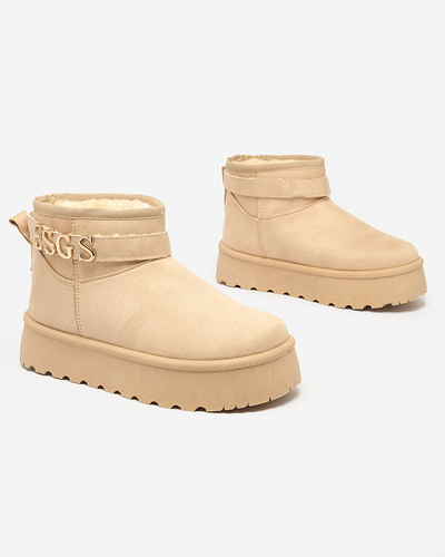 Royalfashion Chaussures pour femmes marron clair a'la bottes de neige avec ornement Parisela