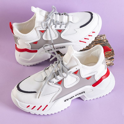 Baskets homme blanches avec éléments Gain rouges - Chaussures