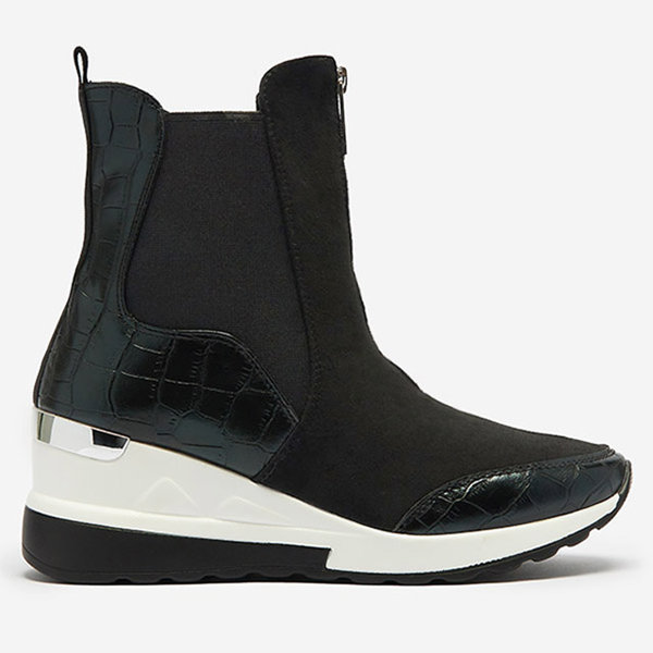 OUTLET Baskets montantes noires pour femmes avec gaufrage Looyis - Chaussures