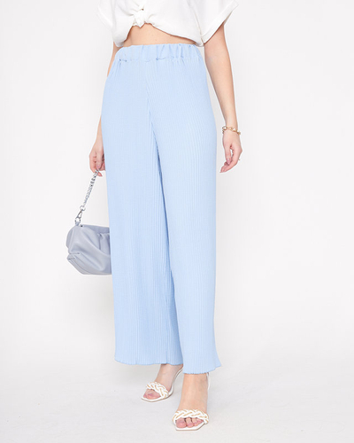 Pantalon palazzo large côtelé bleu pour femme - Vêtements